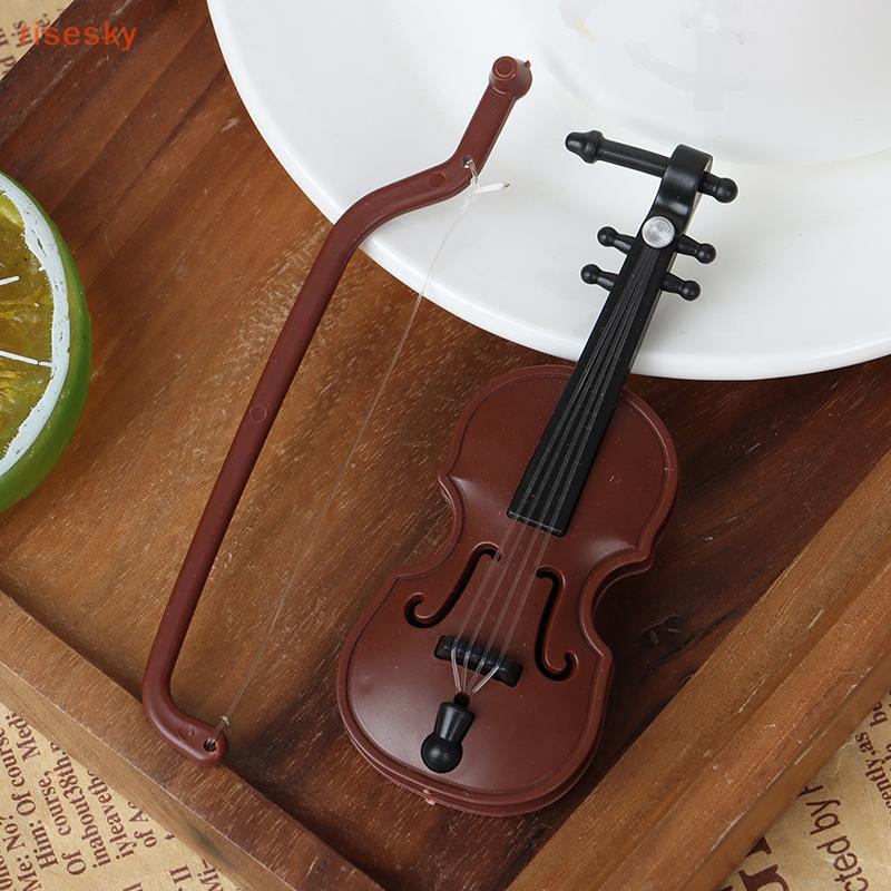 [risesky] 1 Conjunto Mini Violino De Plástico Casa De Bonecas Artesanato Decorativo Instrumento Musical