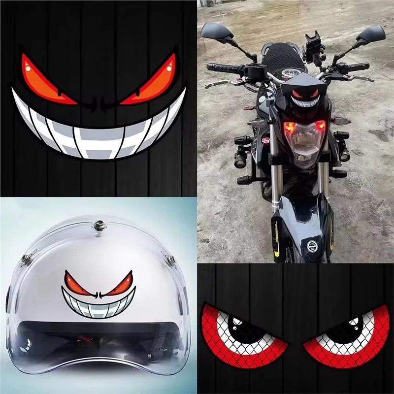 Adesivos Olhos de Diabo para Carro e Moto, Decalques Decorativos para Capacete, Carenagem e Janela Traseira, Adesivos Re