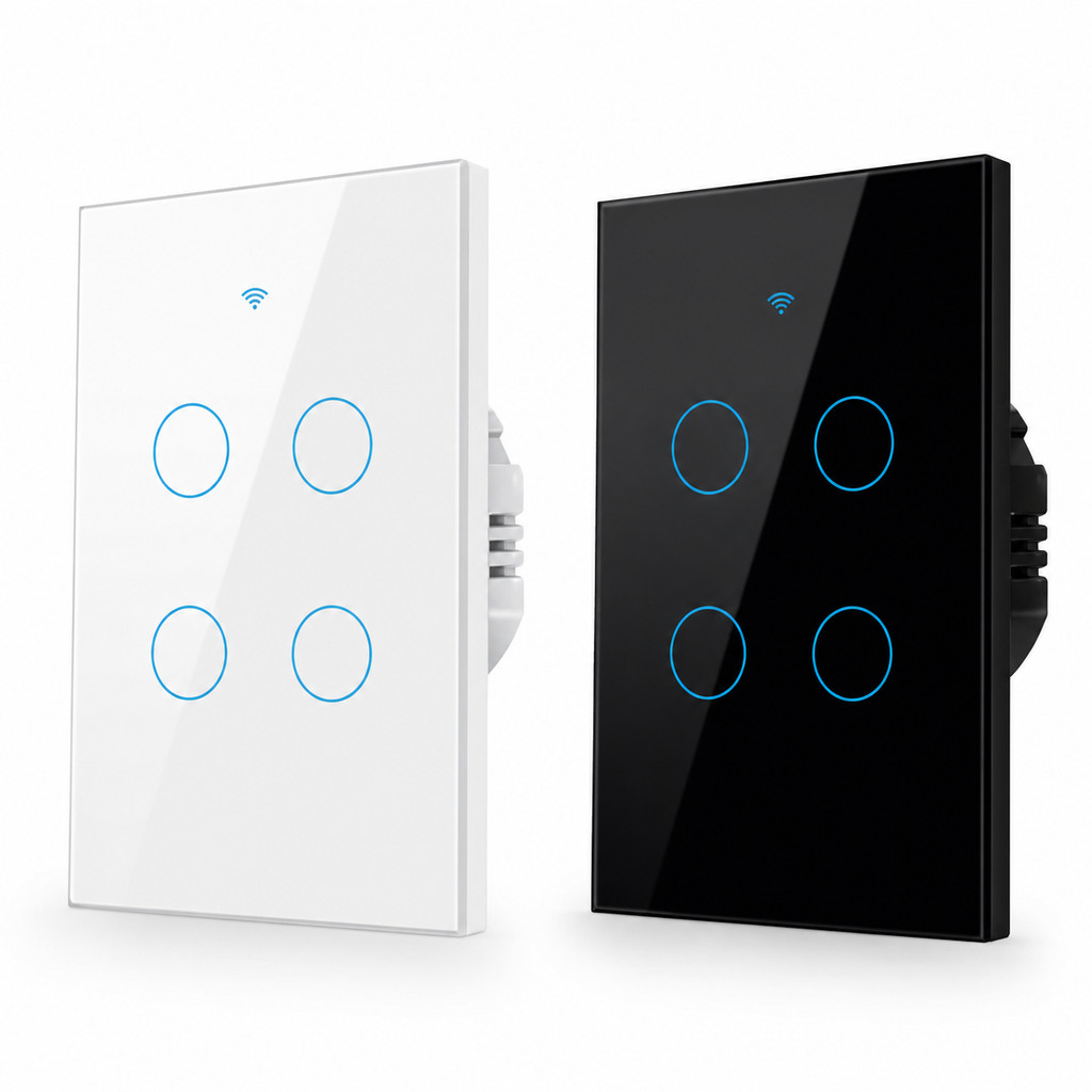 Interruptor Inteligente Tuya WiFi 4 Teclas Touch Alexa Google Home Smart Life Automação Residencial Painel Vidro