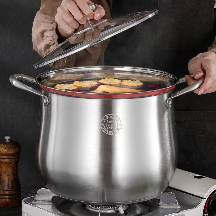 Panela de sopa reforçada feita de aço inoxidável 304, panela multifuncional de qualidade alimentar, panela para mingau,