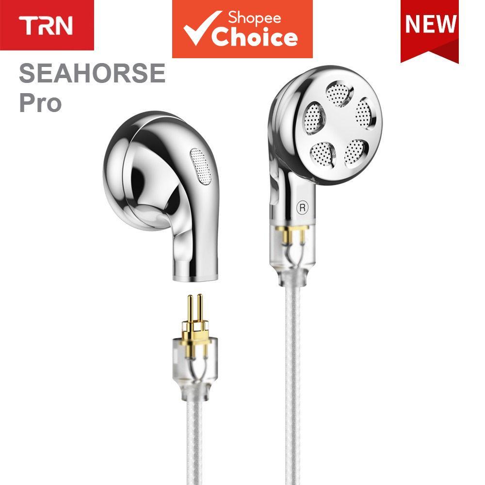 TRN SEAHORSE Pro Flagship Driver Dinâmico Hifi Fone de Ouvido Cabo Substituível 0,78 2 Pinos Flat Head Fone