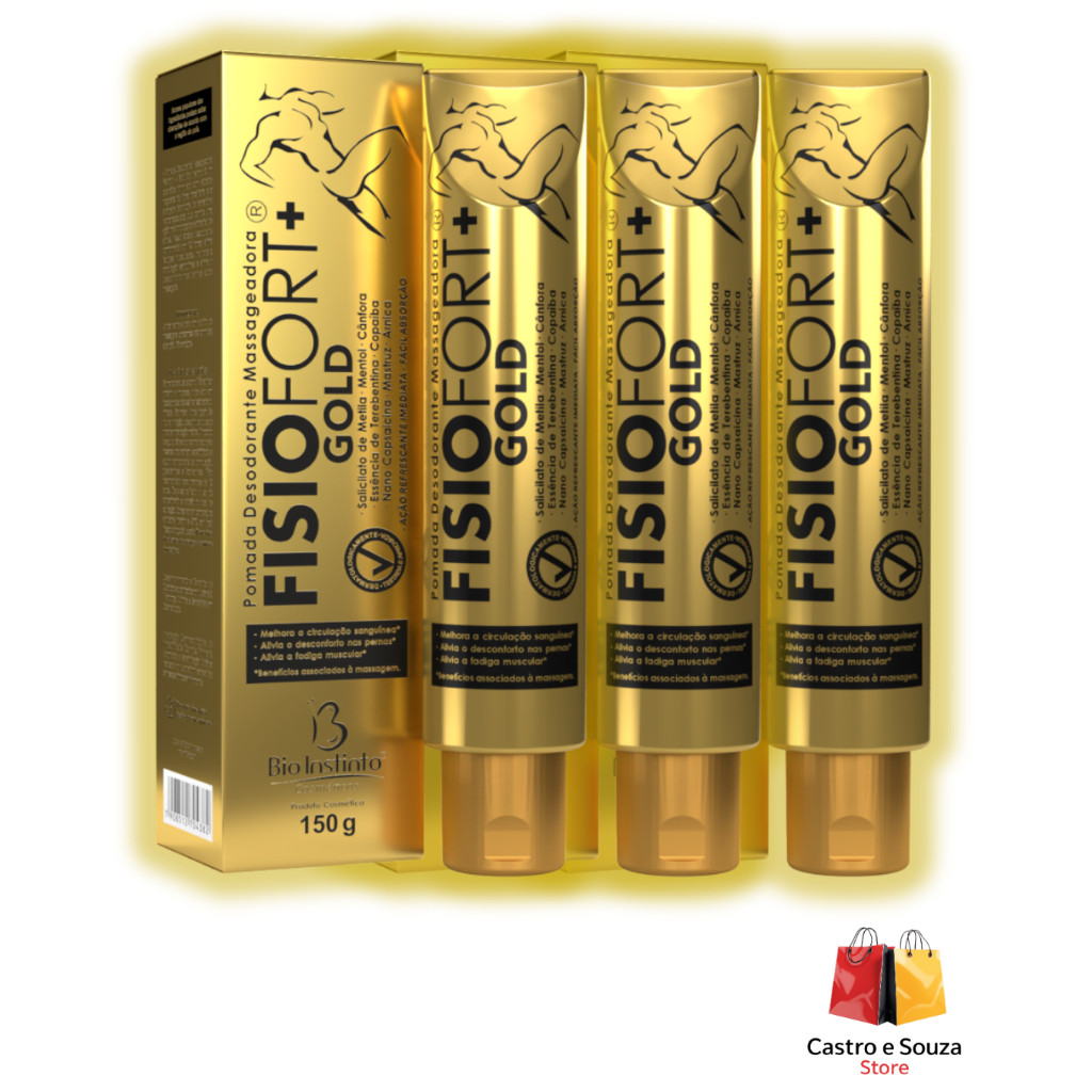 Kit 3 Pomadas Fisiofort Gold 150g Bio Instinto - Alívio para desconforto muscular
