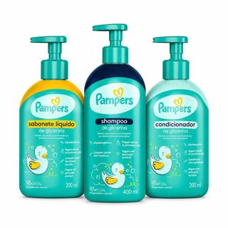 Kit Pampers Shampoo de Glicerina 400ml + Condicionador de Glicerina 200ml + Sabonete Líquido 200ml