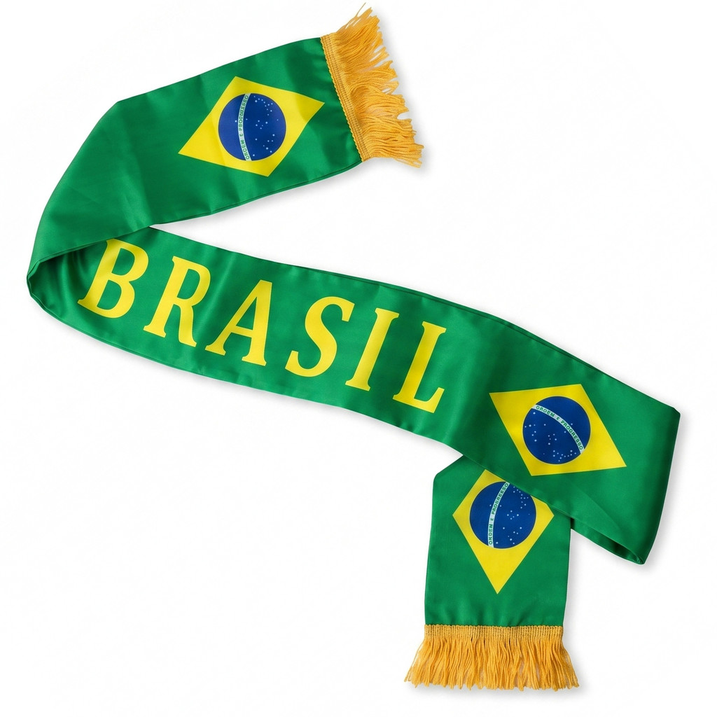 Kit 4 Cachecóis Com Bandeira Do Brasil Franja Para Torcedor Futebol Copa Do Mundo