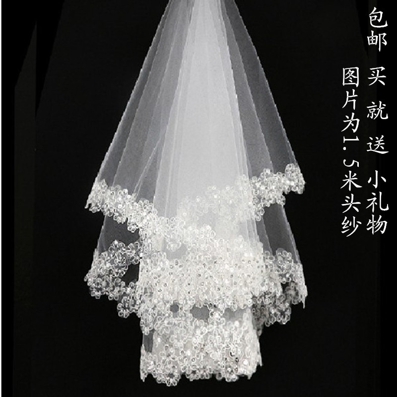 Véu de noiva frete grátis 1.5m véu curto 2m 3m osso do carro lantejoulas vestido de casamento longo véu novo estilo vest