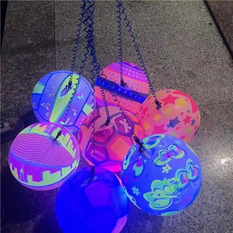Ao ar livre luminosa corrente raquete bola piscando futebol cordão Fitness bola elástica com luz brinquedo noite mercado