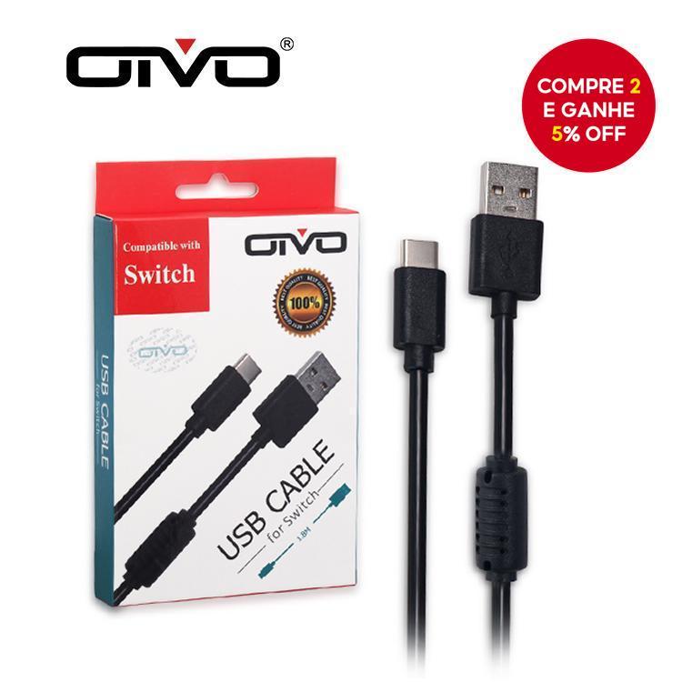 Cabo USB Tipo-C de 1,8 m com Carregamento Rápido para Console Nintendo Switch/OLED - Transferência de Dados