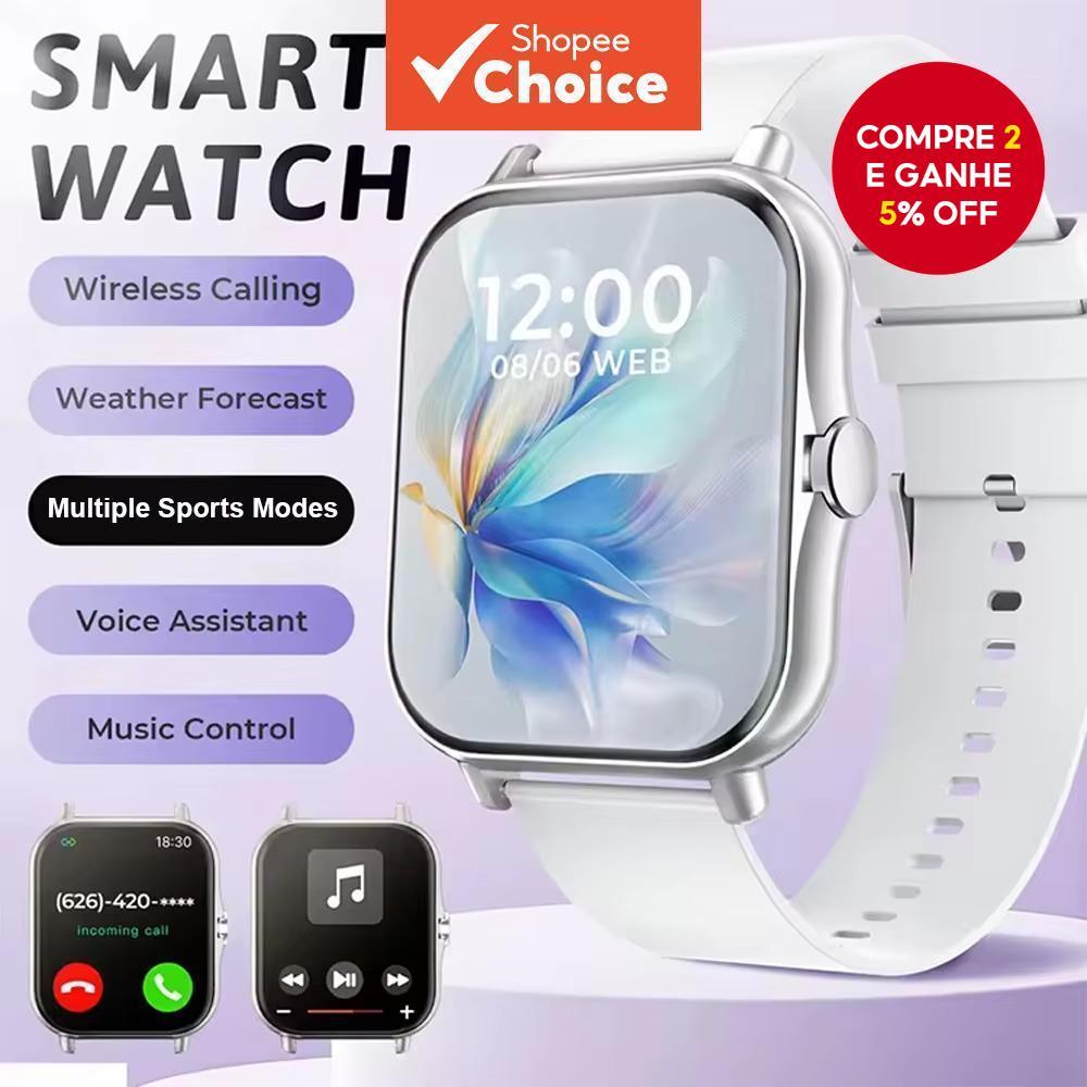 Relógio Inteligente Masculino e Feminino - Chamada Bluetooth, Assistente de Voz, Múltiplos Modos Esportivos, Resistente