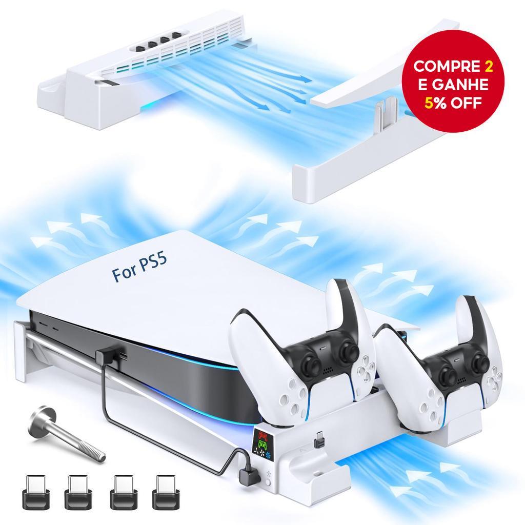 Suporte Horizontal OIVO com Controlador de Ventilador e Carregador para PS5/PS5 Slim/PS5 PRO Edições Discos e Digitais