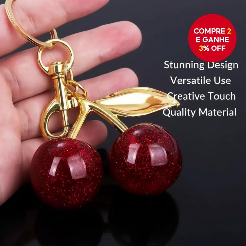 Chaveiro De Cristal Cereja Pingente Criativo Saco Charme Para Presente De Feriado Feminino