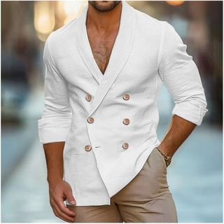 Homens novo estilo de manga comprida camisa de cor sólida gola xale primavera outono botão roupas estilo americano taman