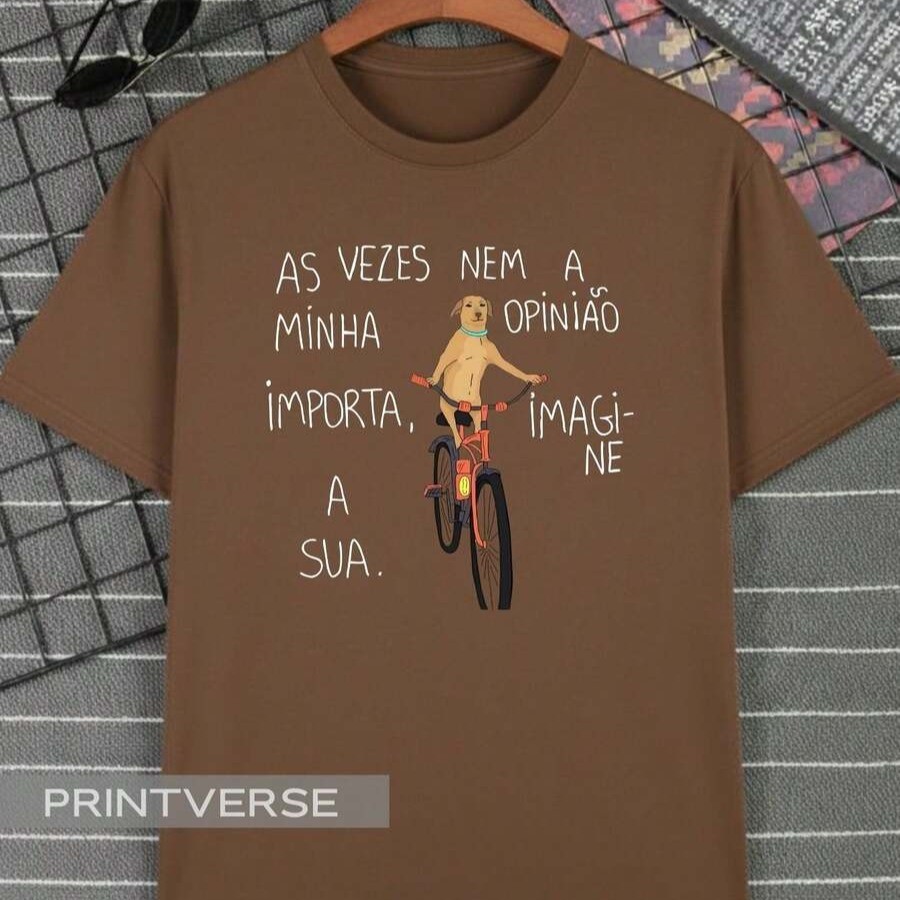 Camiseta Divertida Humor Sarcástico Doguinho Caramelo Ciclista Pedal Imagina Sua Opinião