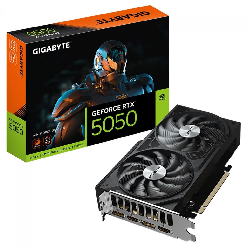 Placa de Vídeo Gigabyte NVIDIA GeForce RTX 5050 Windforce OC V2, 8GB, GDDR6, DLSS, Ray Tracing