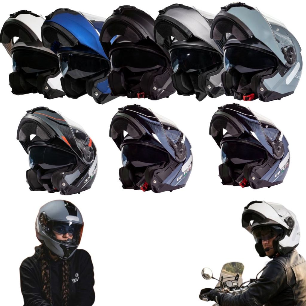 Capacete Robocop Gp Race Tech Integral A118 Gladiator Moto Articulado Respiravel Modular