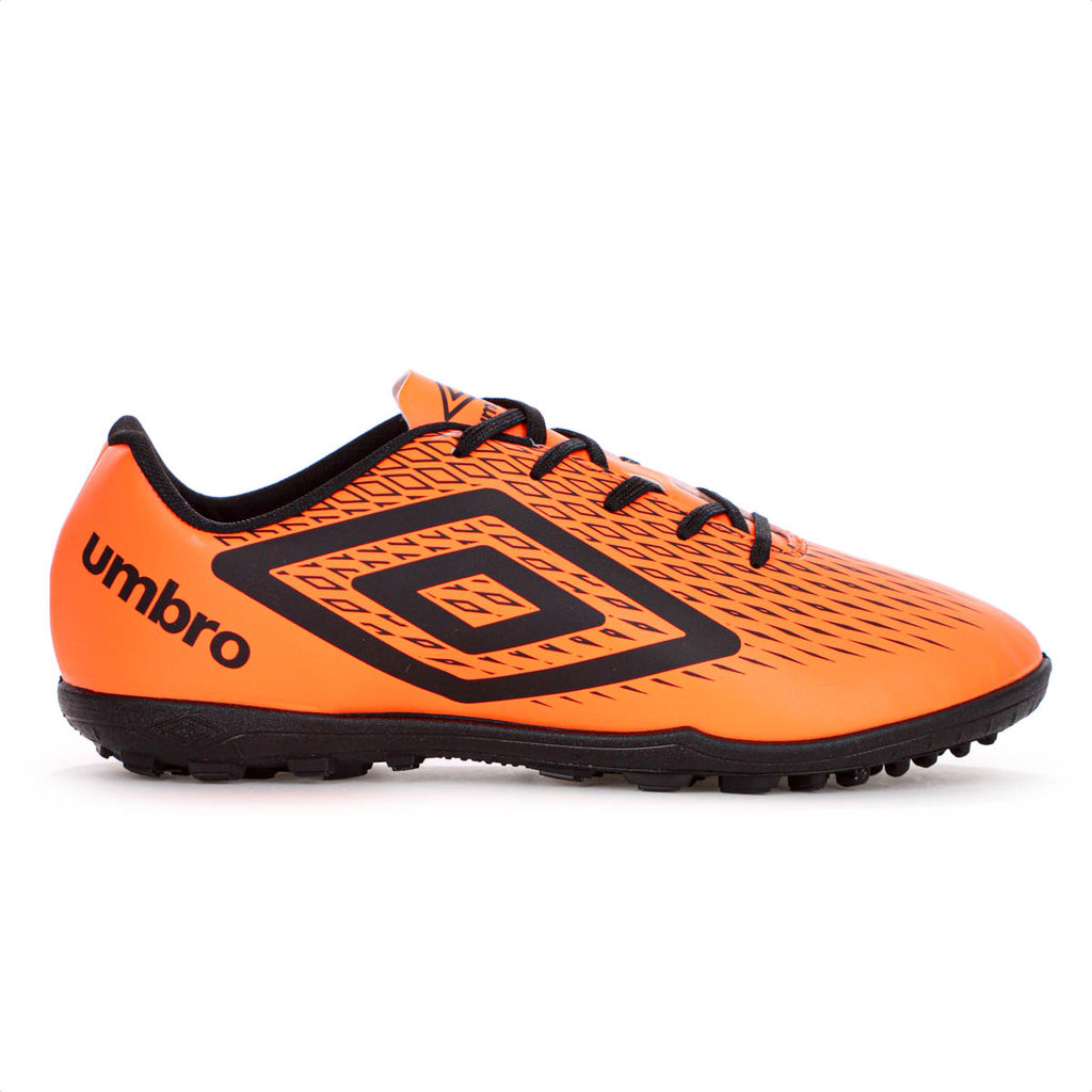 Chuteira Umbro Society X Diamond Jr Laranja Fluor e Preto - Juvenil