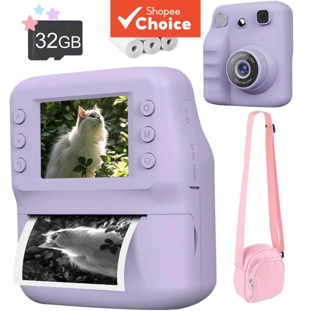 Câmera Instantânea Infantil, Presentes de Natal e Aniversário para Meninas e Meninos, Câmera Digital Infantil 1080P HD,