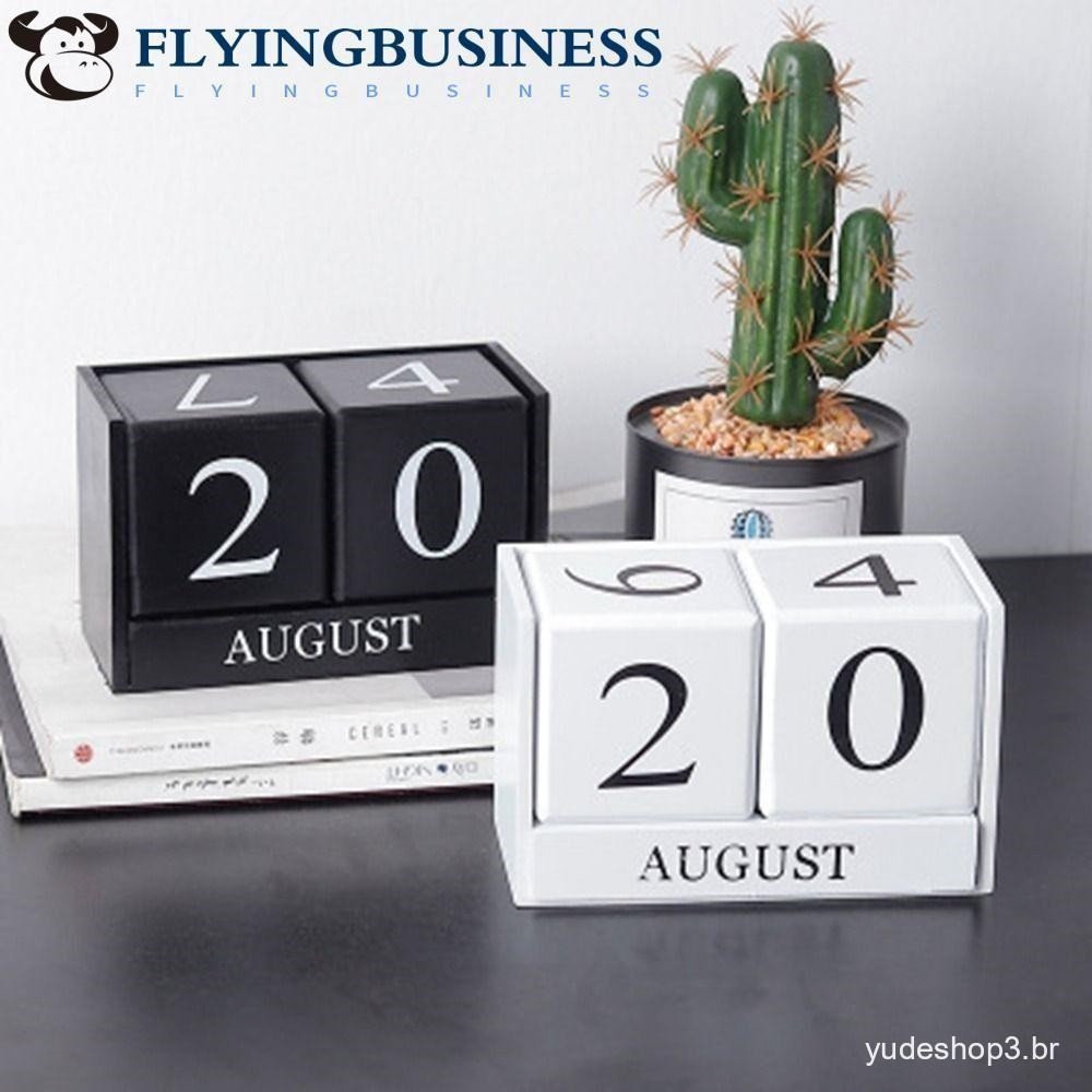 FLYINGBUSINESS Calendário Perpétuo Estilo Pastoral Eterno Caixa de Armazenamento em Cubo de MDF com Exibição de Mês Mu