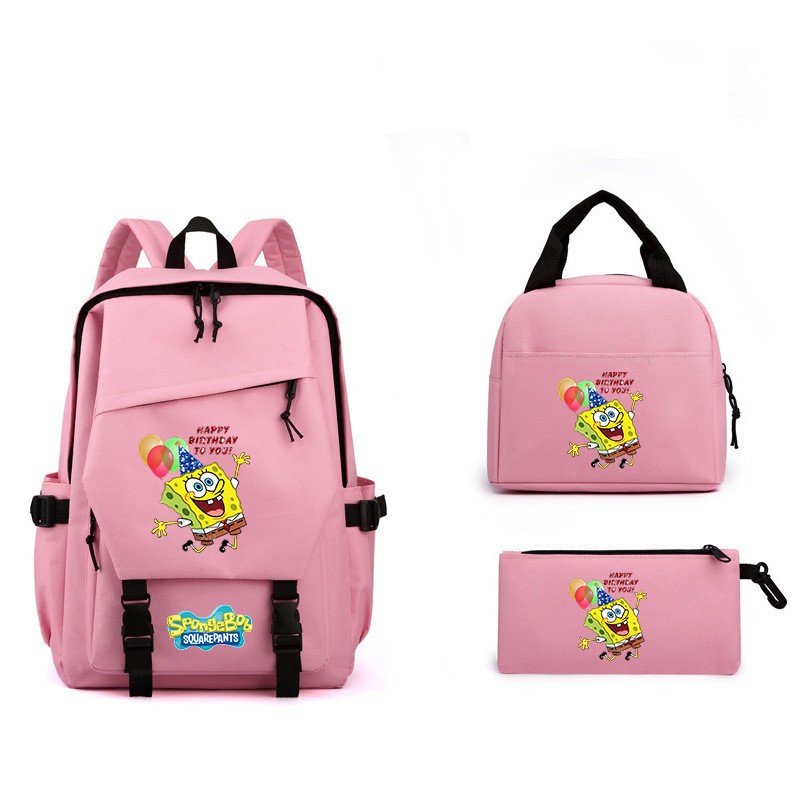 Bob Esponja Calça Quadrada Mochila Meninas Torta Daxing Mochila de grande capacidade e alto valor Almoço Estojo para láp