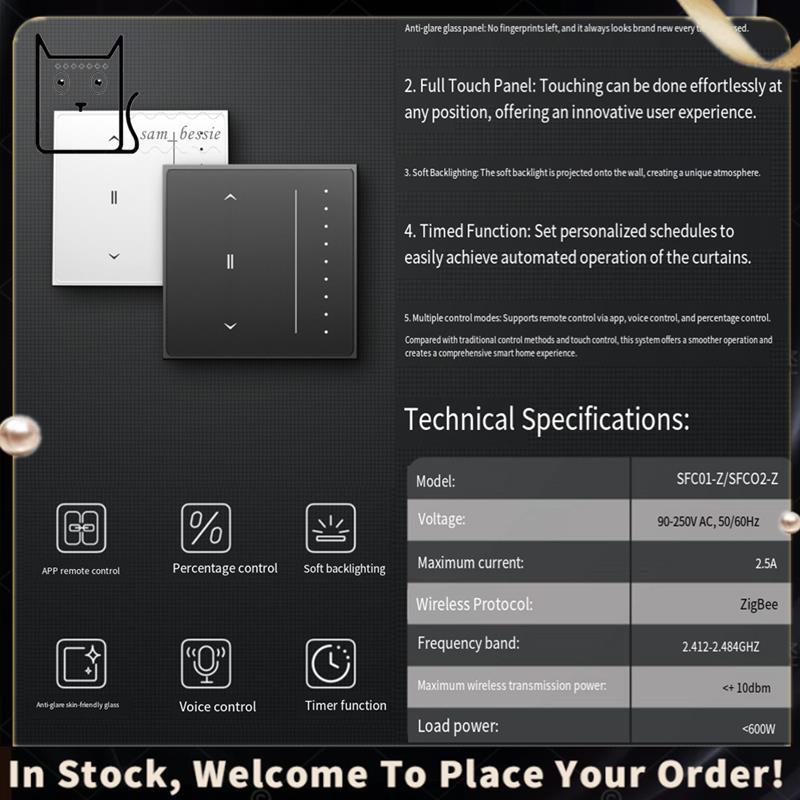 Tuya Zigbee Cortina Inteligente Eua Interruptor Anti-Reflexo Painel De Controle De Toque Fluindo Backlight Display Um Pl