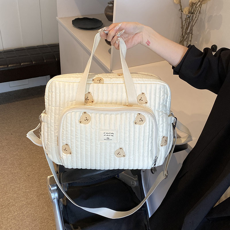 Mamãe saco bolsa bordado linha ombro saco do mensageiro grande capacidade bordado urso mãe bebê mochila mãe saco do bebê