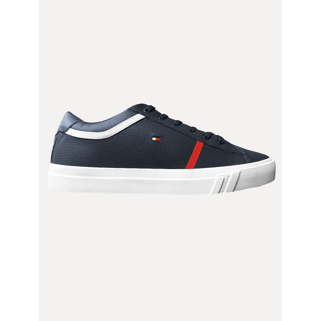 Tênis Tommy Hilfiger Masculino Iconic Leather Puched THFM0FM04166 THDW5 Original Azul Marinho