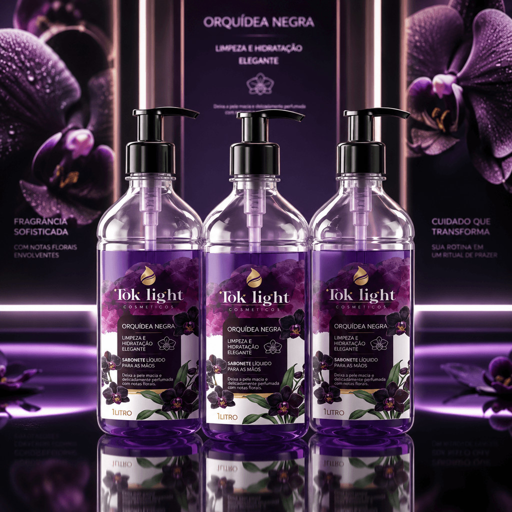 SABONETE LIQUIDO TOK LIGHT ORQUIDEA NEGRA 1L - LIMPEZA SUAVE E HIDRATAÇÃO COM FRAGRÂNCIA NATURAL — imagem 2 de 2