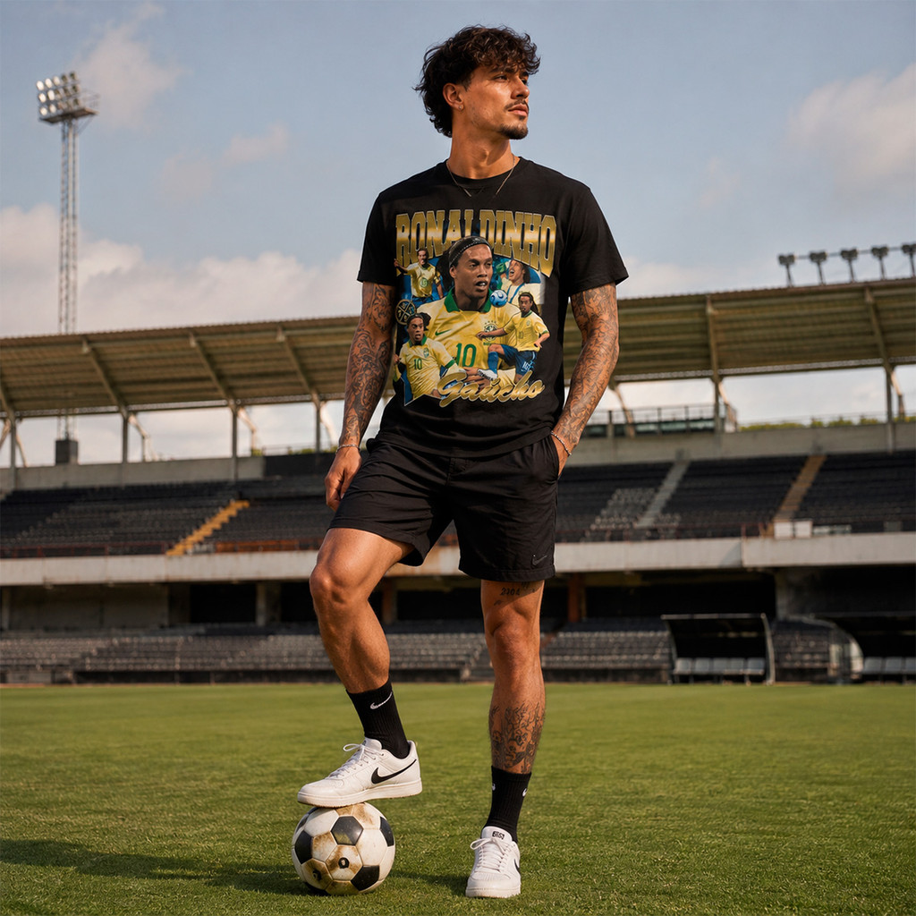 Camiseta Futebol Algodão Camisa Ronaldinho Big Face Gaúcho