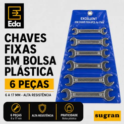 Jogo Chaves Fixas em Estojo 6 Peças 6 A 17 MM - EDA