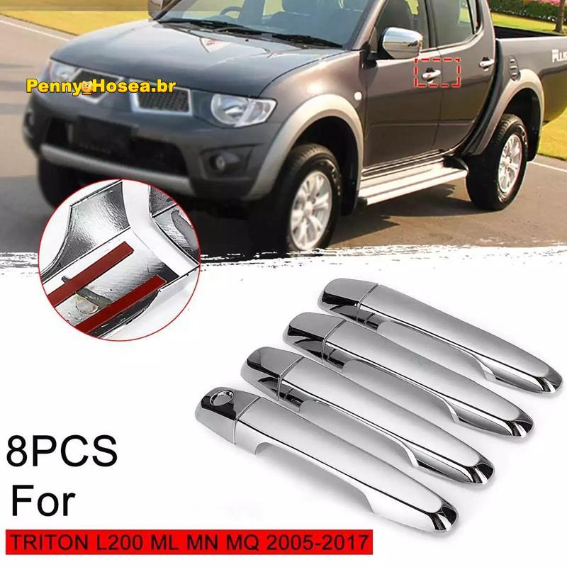[Vendas Quentes P] 8 Peças Guarnição Cromada Da Tampa Maçaneta Porta Para TRITon L200 ML MN 2005-2017 Acessórios De Capa