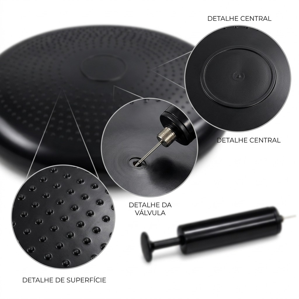Disco de Equilíbrio Inflável Hammer 33cm Com Bomba Pilates Fisioterapia Treinamento Funcional Core