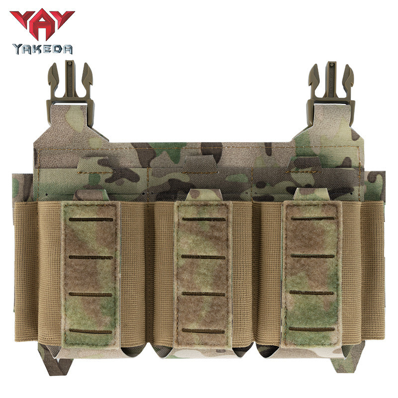 YAKEDA 7.62 Stretch Triple Tactical Magazine Bag Colete Tático Painel Frontal Mate Anti-Infrared Configuração Tática