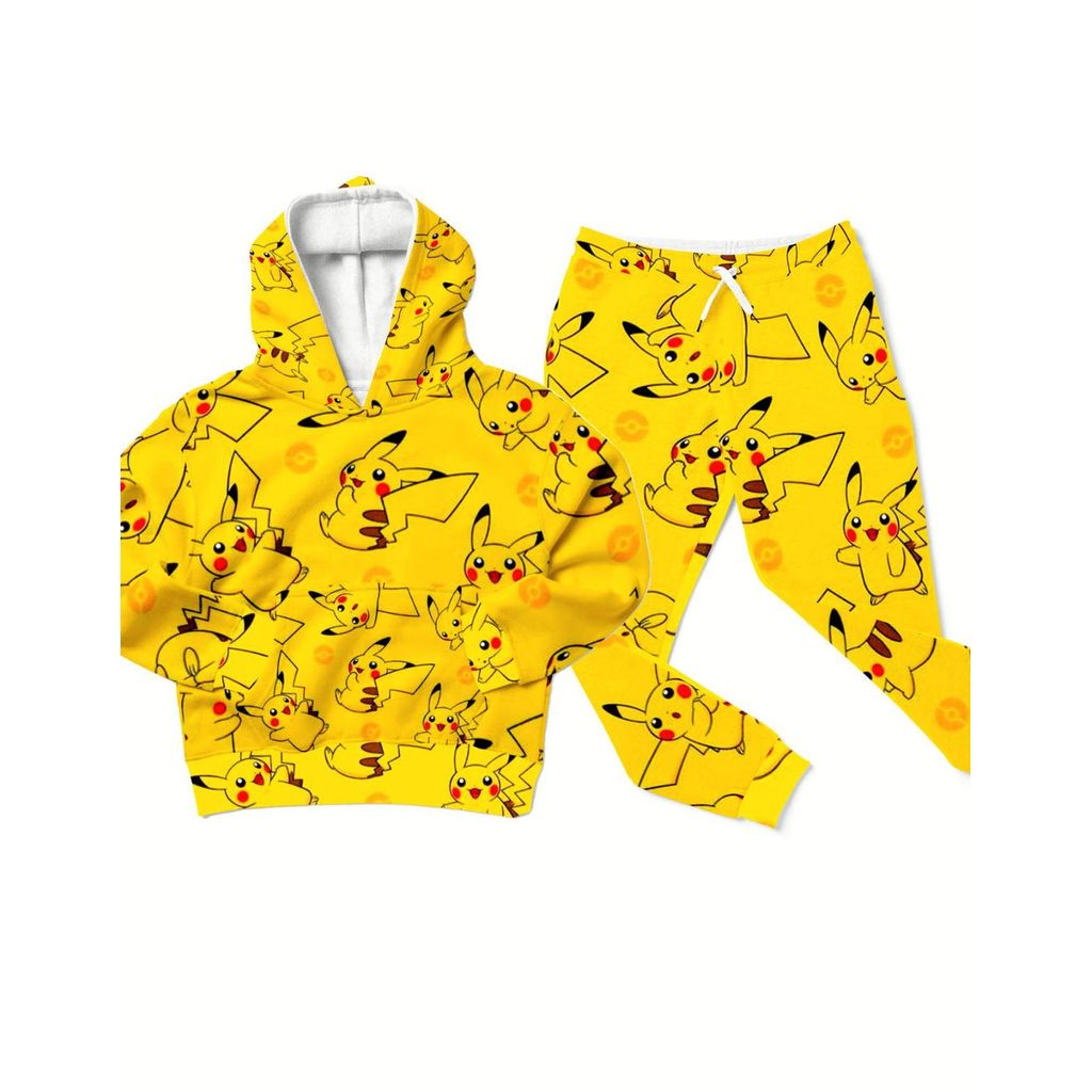 Conjunto Moletom Infantil Estampado Casual Com Capuz E Bolso Canguru Confortável Quentinho Unissex