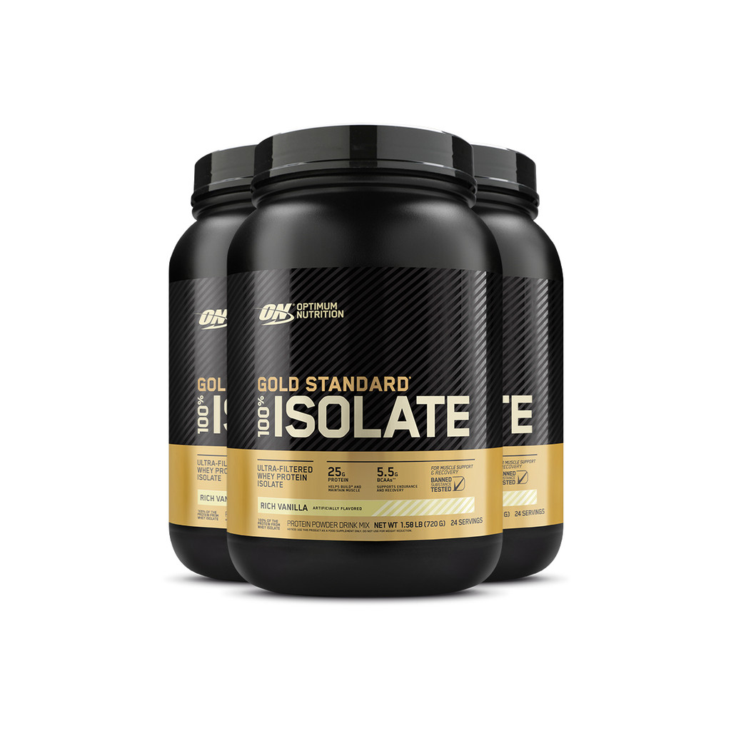 Kit 3 Whey Gold Isolate Optimum Nutrition Baunilha 720g
