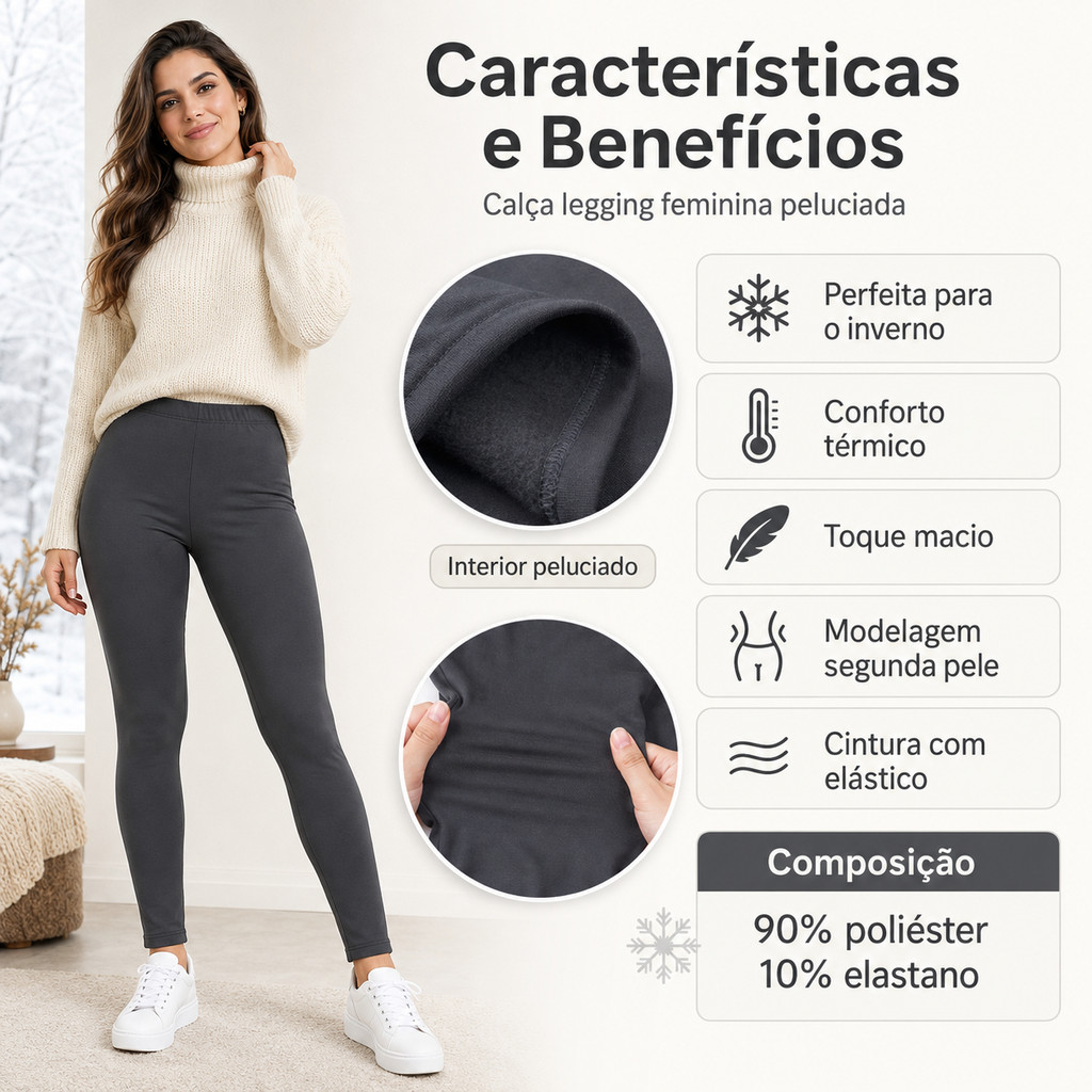 Detalhes do CALÇA TÉRMICA PELUCIADA | SEGUNDA PELE | AQUECE COM CONFORTO | ACABAMENTO PREMIUM