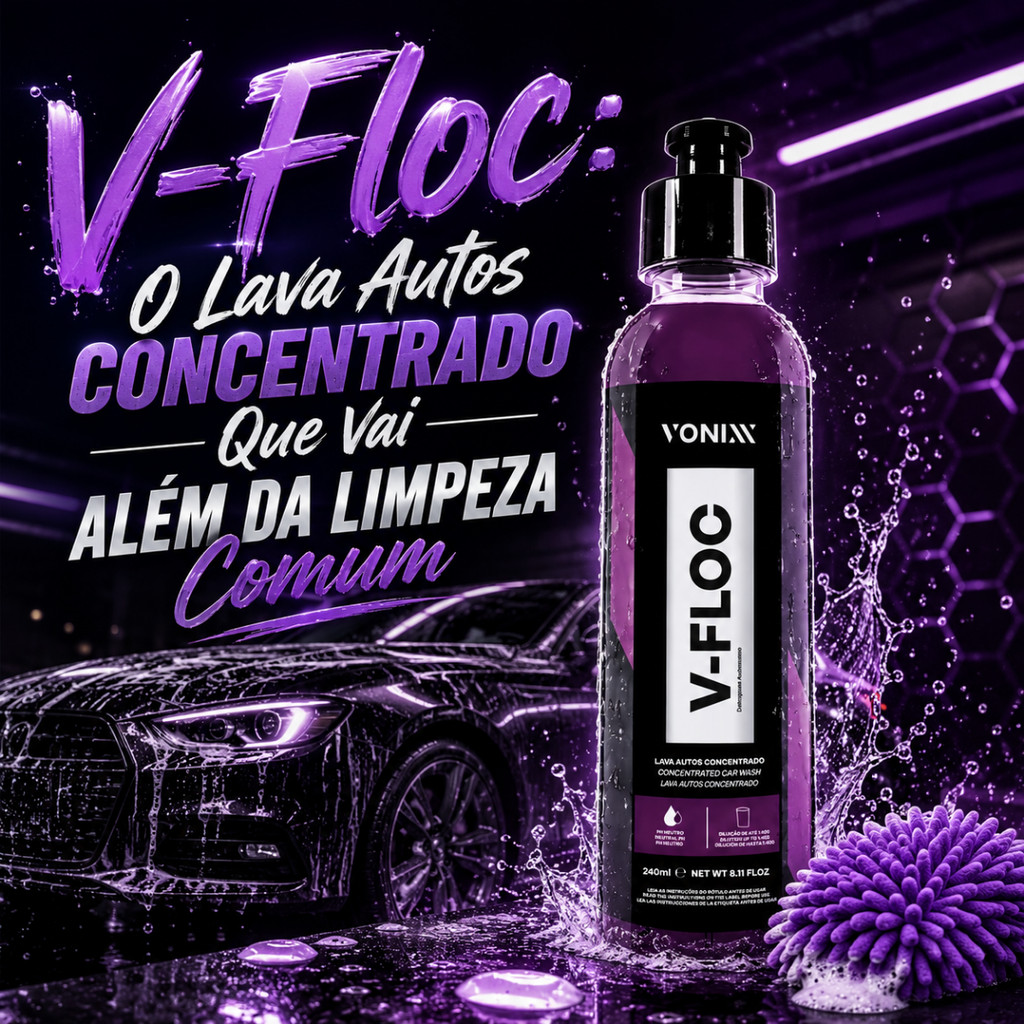 Shampoo Automotivo Neutro V-Floc 1:400 240ml Vonixx