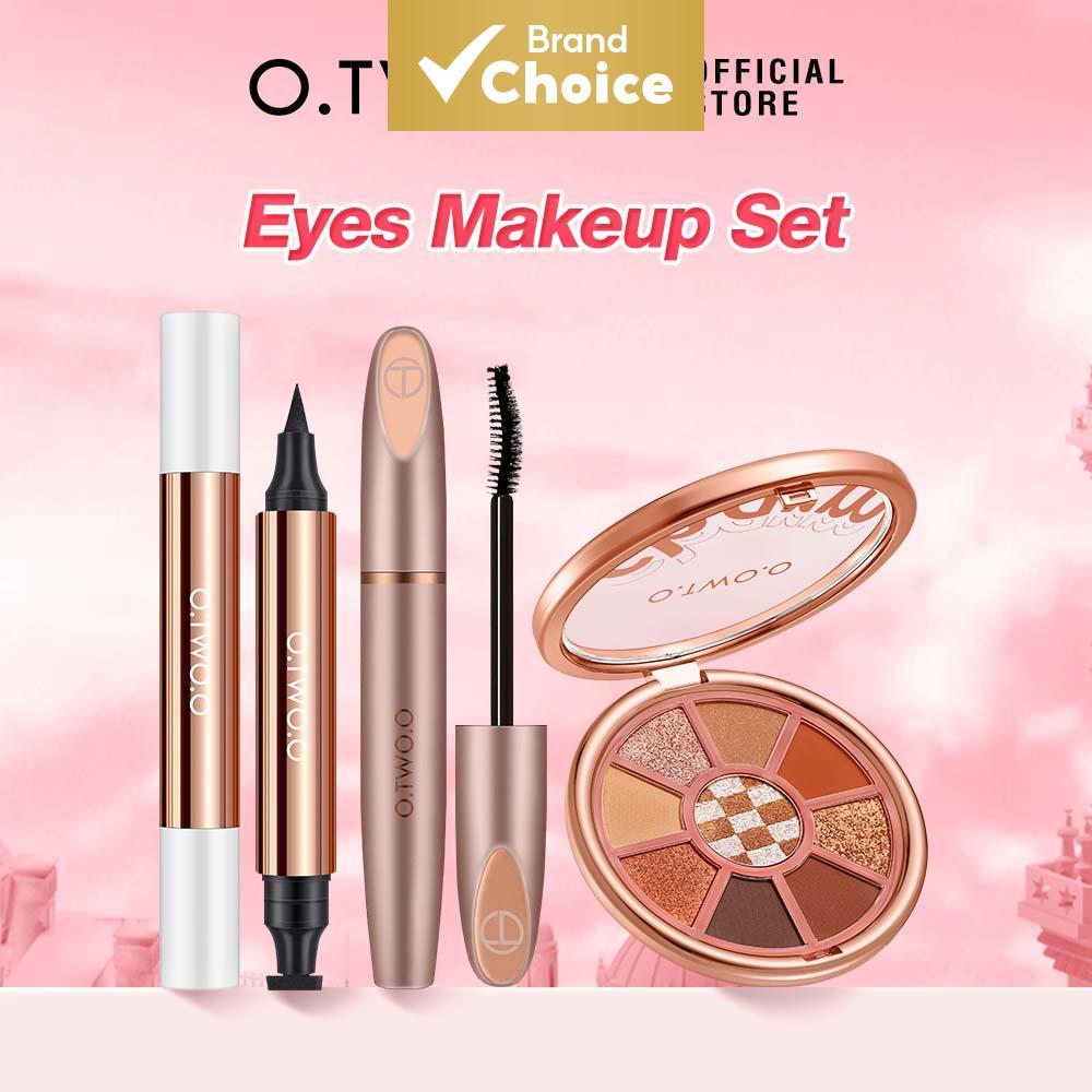 Conjunto de maquiagem para olhos O.TWO.O 3 peças: máscara + delineador + paleta de sombras