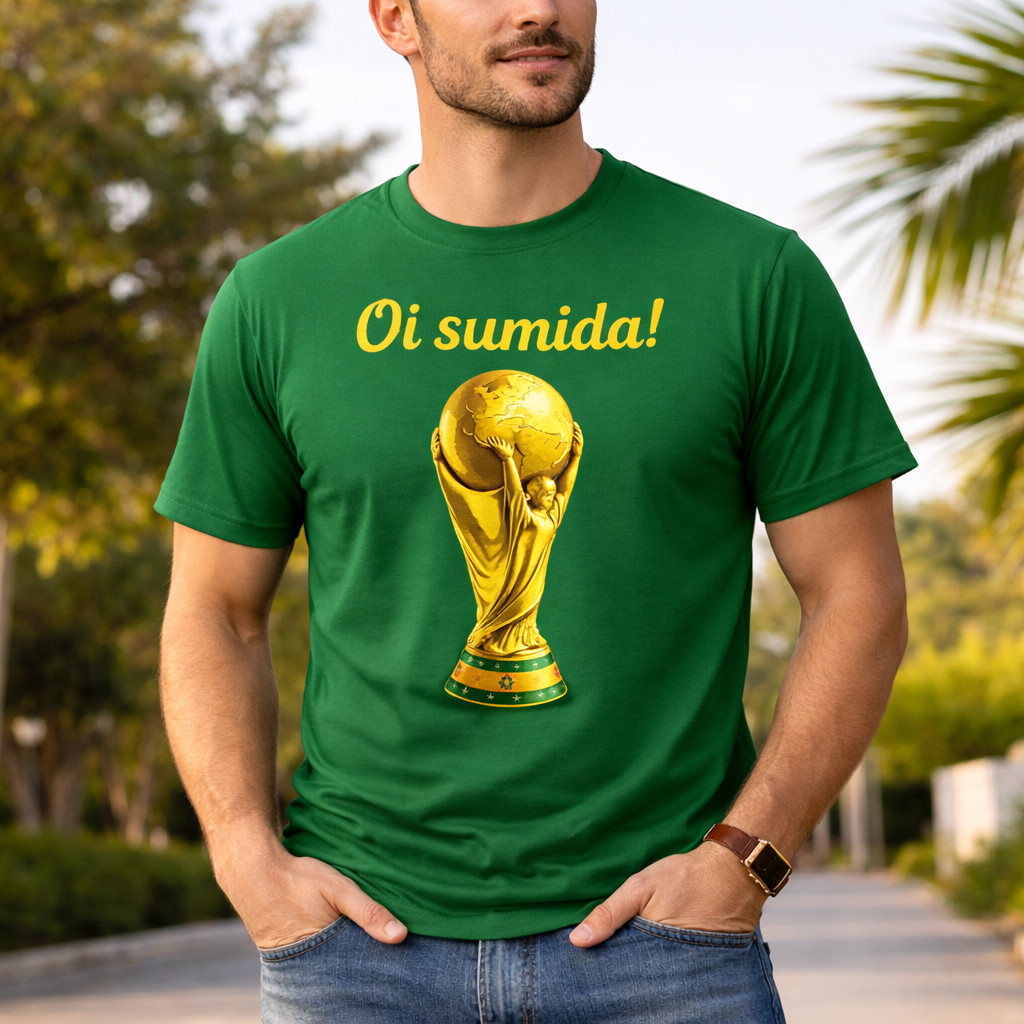Camiseta Unissex taça Copa do mundo 2026 Oi sumida! Copa MUNDO EUA, Mexico e Canadá 100% algodão