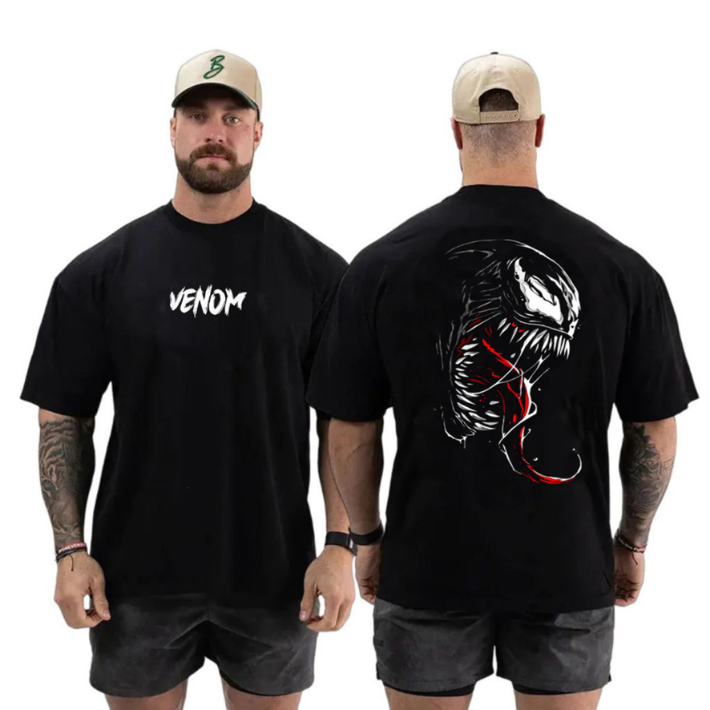 Camiseta Oversized Academia Masculina Grande Academia Venom Fit Camisa 100% Algodão Treino Novo