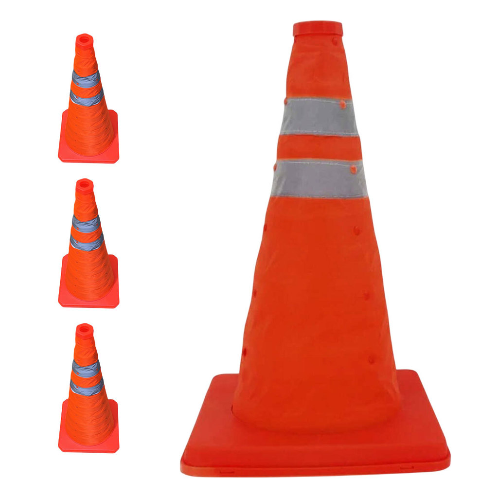 Cone de Obra Retratil Segurança Kit 3 Uni Estrada Sinalizador Portatil Viario  Dobravel Pratico Balizador Rodovia