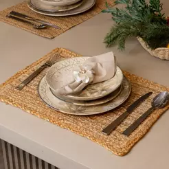 Jogo Lugar Americano de Juta Natural 33x45cm Wolff Retangular Rustico Chic para Mesa Posta Utilidades Domésticas Cozinha