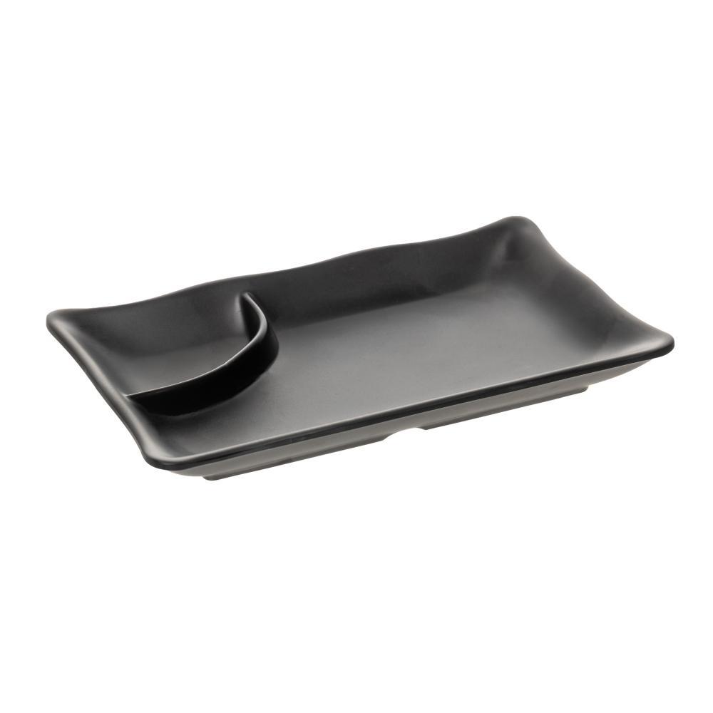 Prato com Molheira 19cm x 11cm x 2,5cm Preto Melamina