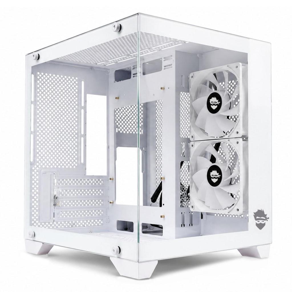Gabinete Gamer Ninja Akyra X2 White, Mid Tower, Vidro Temperado, M-ATX, Com 2 Fans, Sem Fonte, Branco