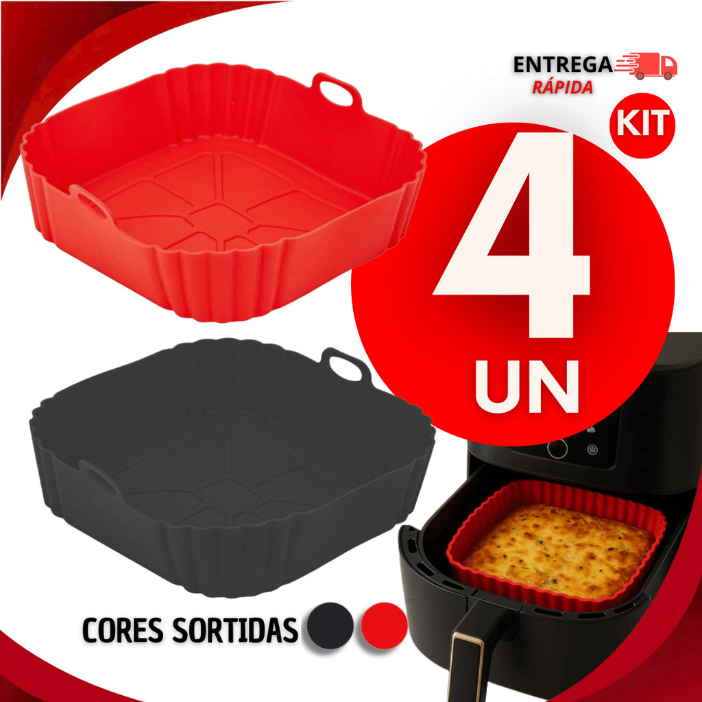 Conjunto Formas Assadeiras Quadrada Fritadeira Air Fryer Silicone Flexível Cozinha Cor Sortida Utilidades