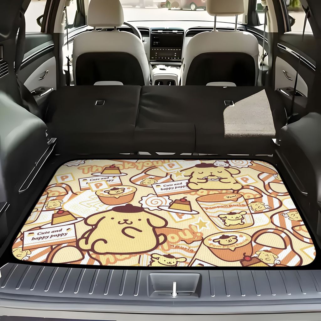 Tapete de porta-malas de carro Sanrio, imagem fofa de desenho animado, fundo antiderrapante, fácil de limpar, adequado p