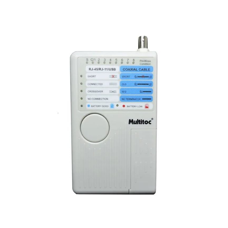 Testador de Cabo RJ45 / RJ11 / BNC / USB - Multitoc MT-200