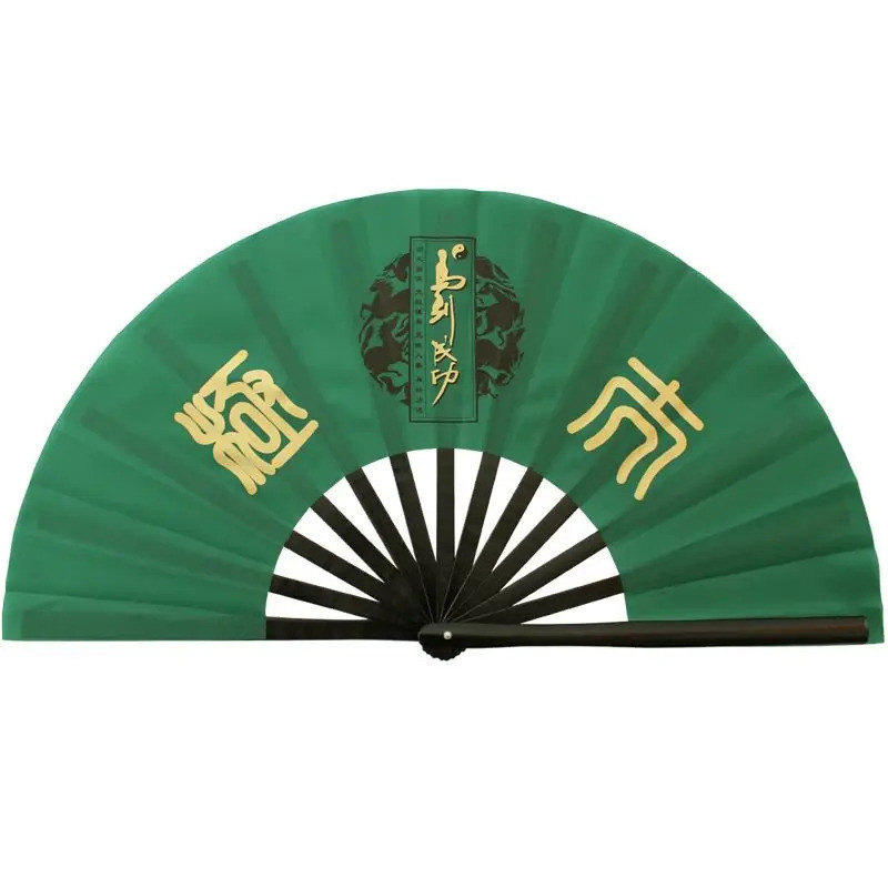 Retro Verde Kung Fu Fã Estilo Chinês Cavalo Bambu Costela Tai Chi Fãs Artes Marciais Portáteis