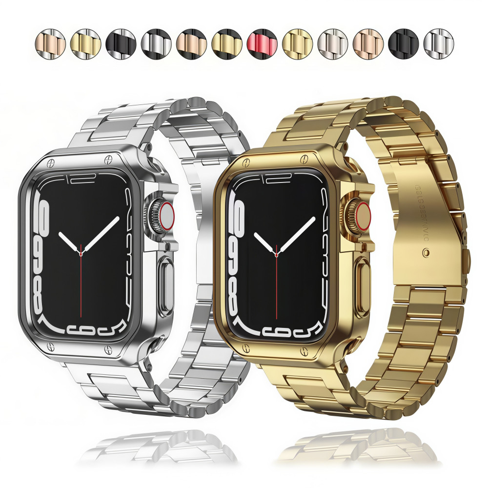 Aço Inoxidável Pulseira+Macio Silicone Capa Kit Para Apple Watch 10 11 42mm 46mm
