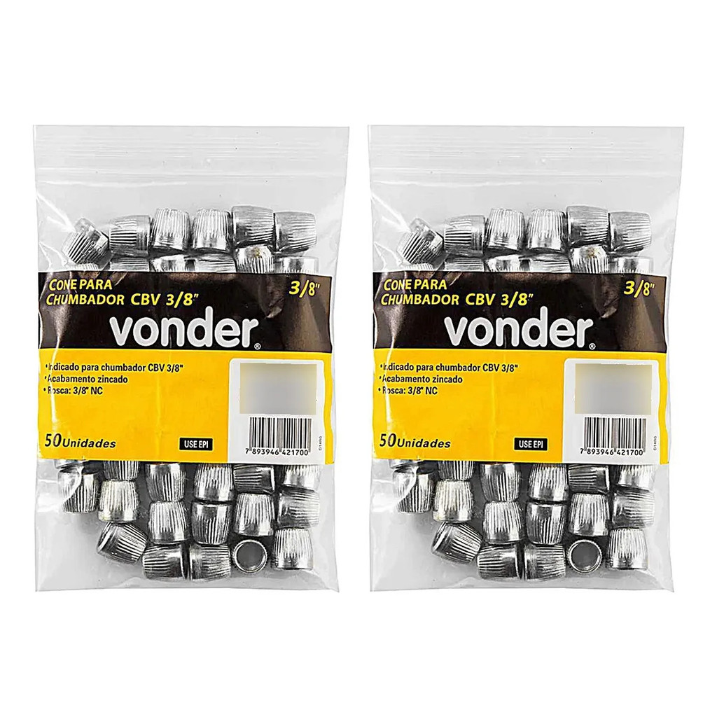 Cone P/ Chumbador Cbv 3/8 Vonder 100 Un Aço Carbono Zincado