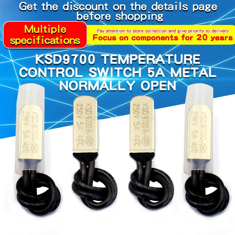 1 Pcs KSD9700 5A Termostato Normalmente Aberto Protetor Térmico Fusíveis Interruptor De Temperatura 15-80 Graus