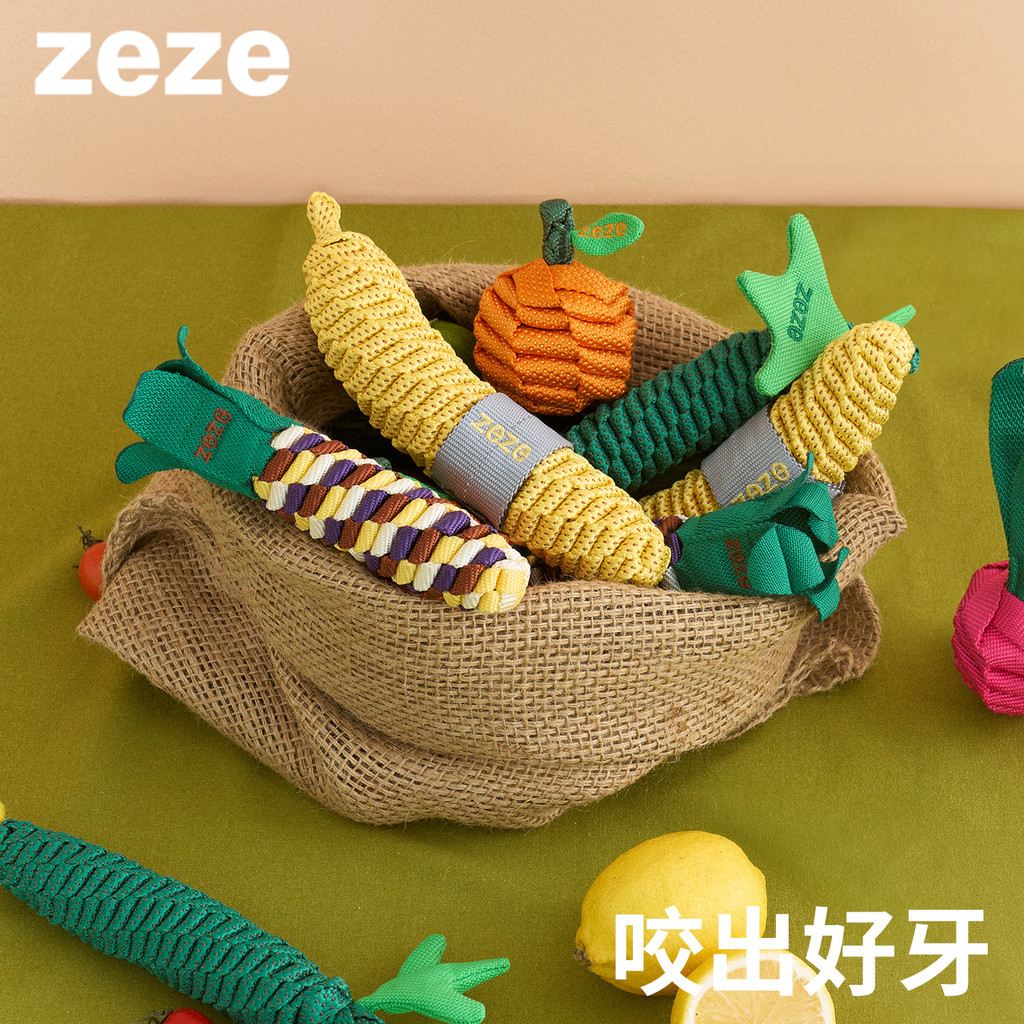 Zezeze fruta vegetal trançado nó brinquedo elástico retrátil Molar dentes limpeza brinquedo rebocador de guerra brinqued